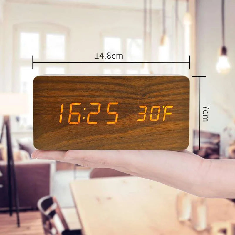 Modern Wooden LED Digital Alarm Clock
