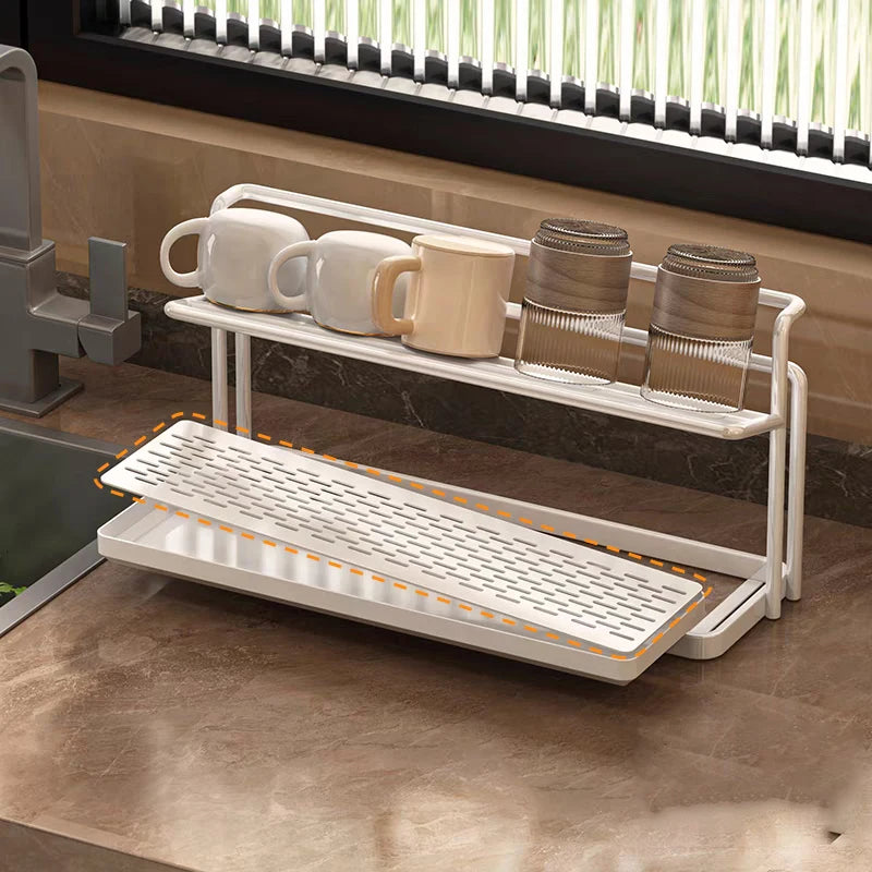 2-Tier Stainless Steel Drying Rack with Drain Tray
