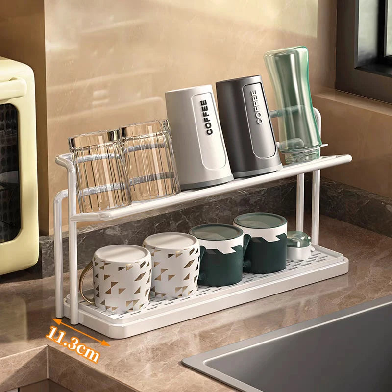 2-Tier Stainless Steel Drying Rack with Drain Tray