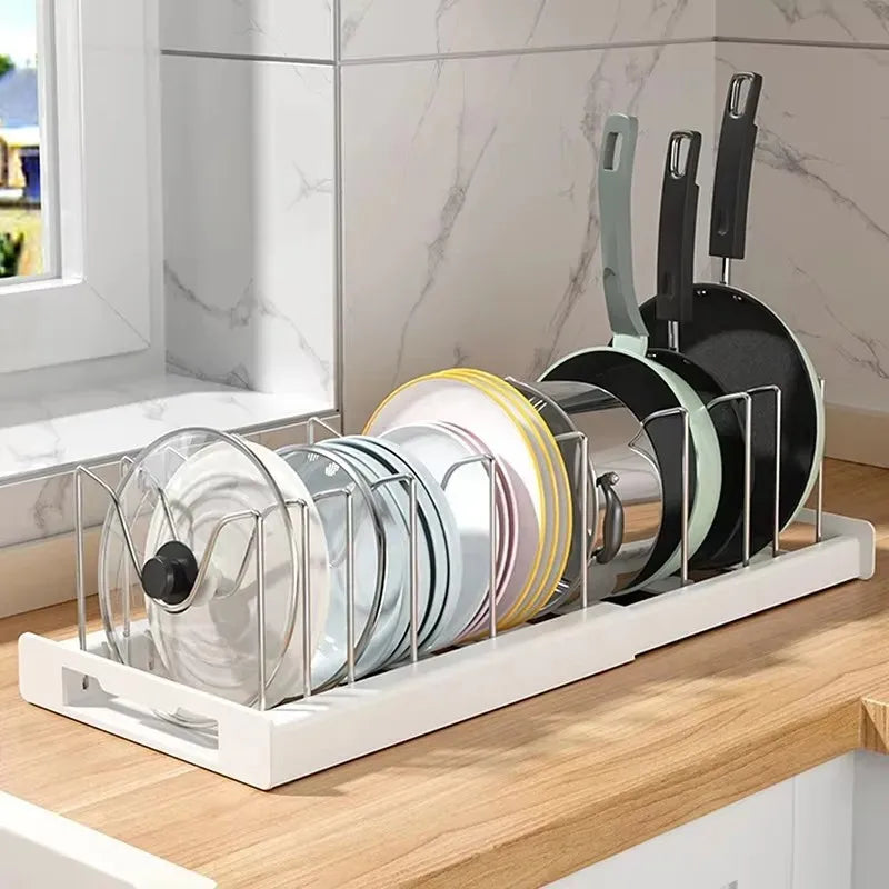 Expandable Pot & Pan Organizer with Adjustable Dividers