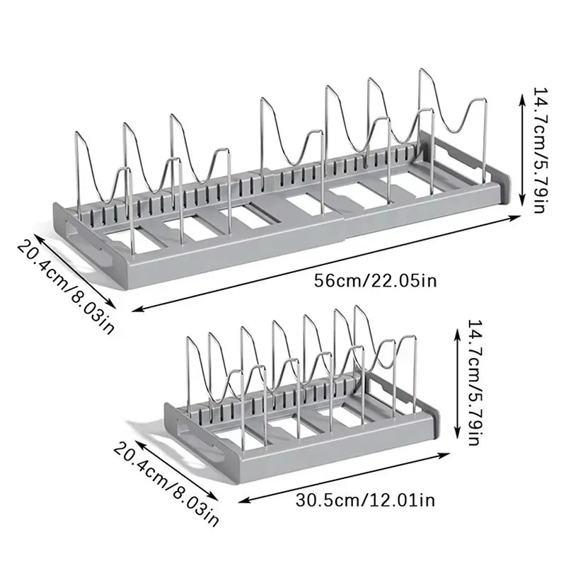 Expandable Pot & Pan Organizer with Adjustable Dividers