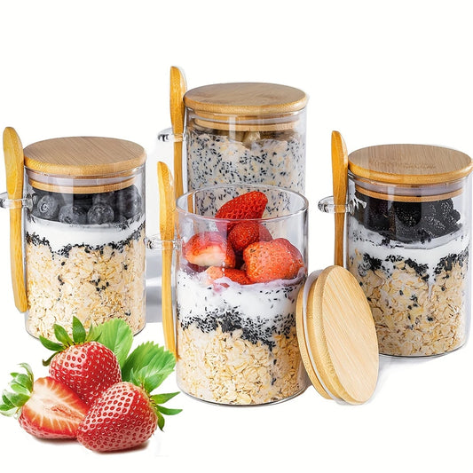 Airtight Glass Jars with Bamboo Lids & Spoons