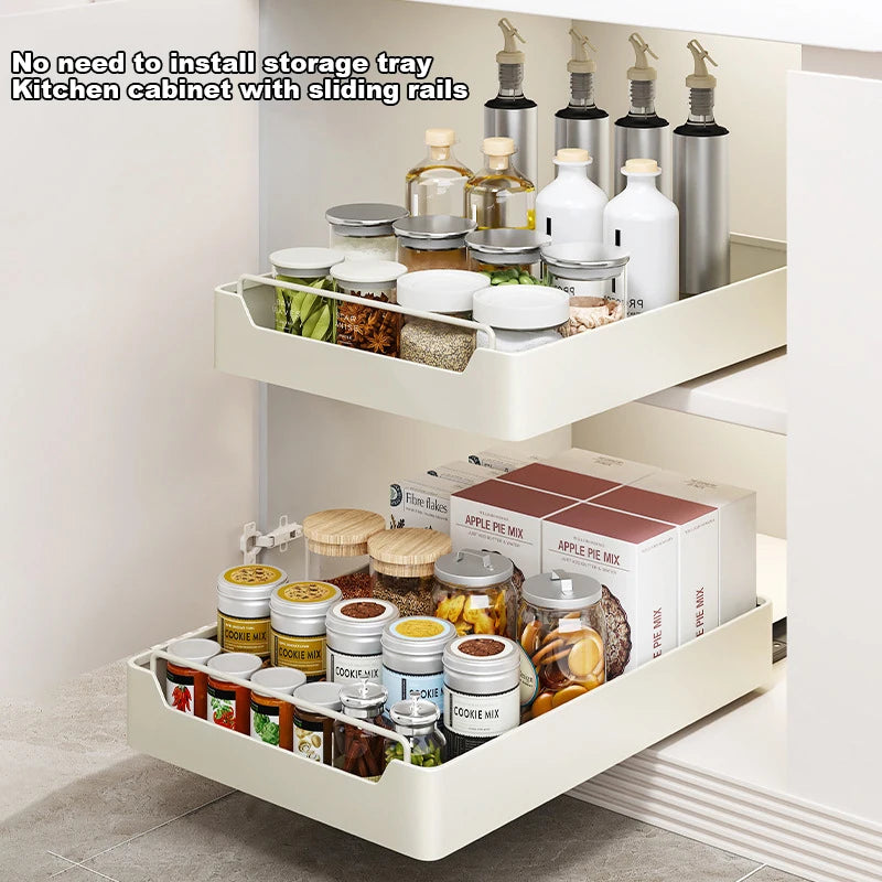 Pull-Out Cabinet Organizer with Sliding Rail
