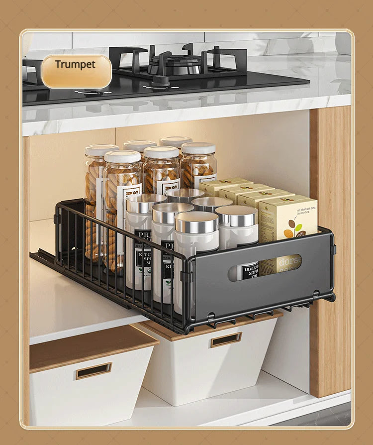 Pull-Out Kitchen Sink Storage Rack