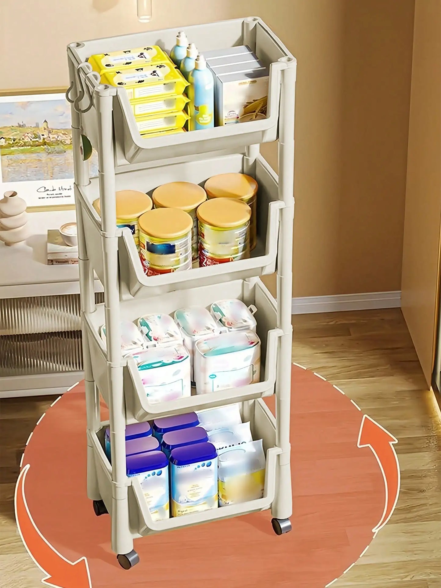 Rolling Utility Cart with Wheels – Multi-Purpose Storage Organizer