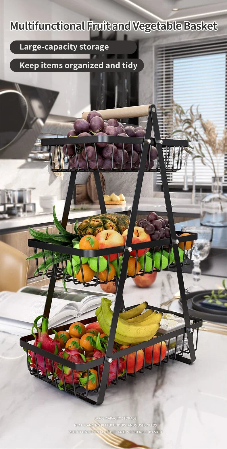 3-Tier Fruit Basket Organizer – Multi-Layer Snack & Storage Rack