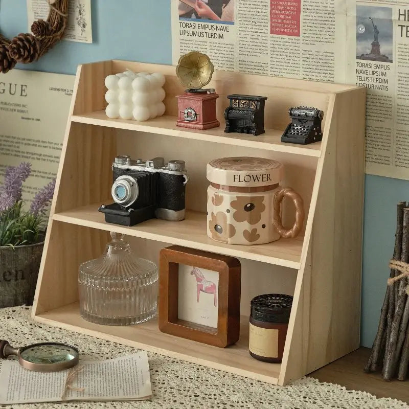 Rustic Solid Wood Cosmetic Organizer