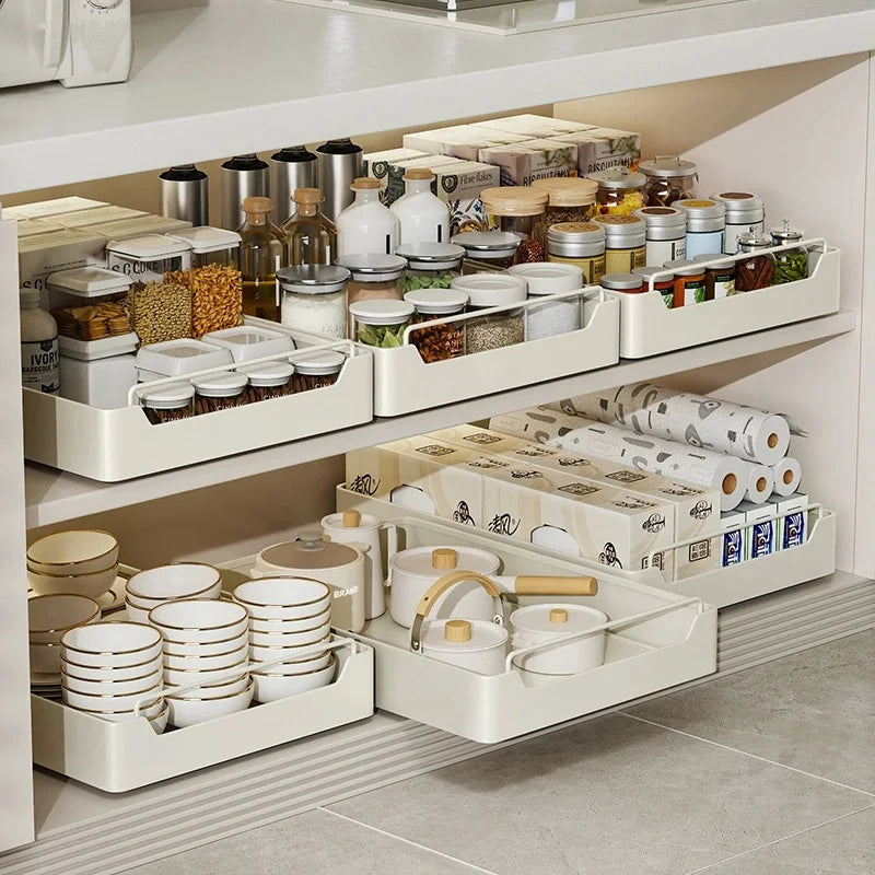 Pull-Out Cabinet Organizer with Sliding Rail