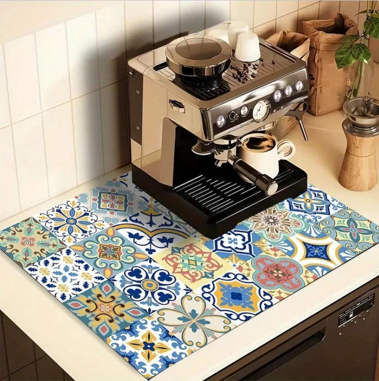 Bohemian Drain Mat Dish Drying Placemats for Table Silicone