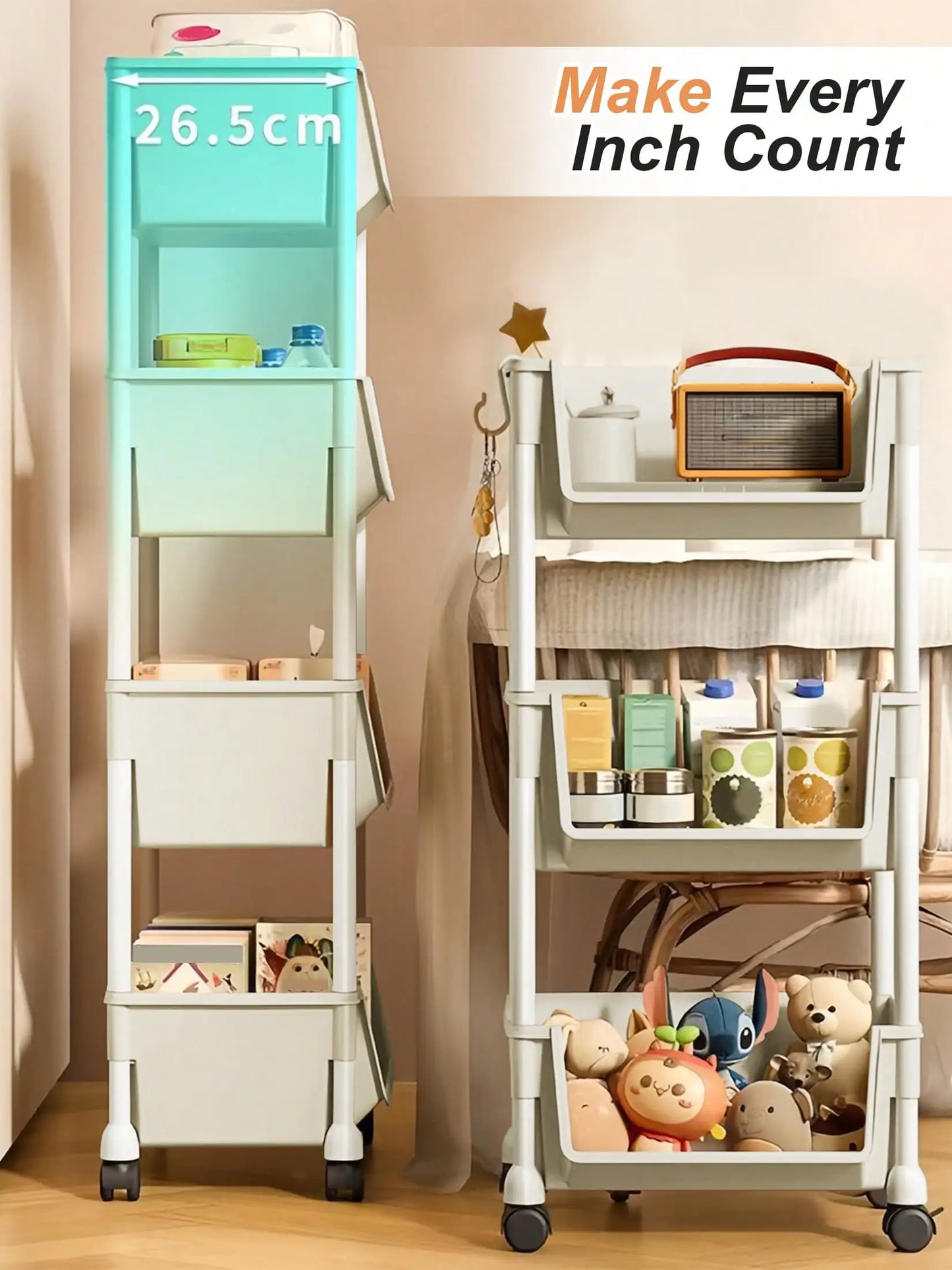 Rolling Utility Cart with Wheels – Multi-Purpose Storage Organizer
