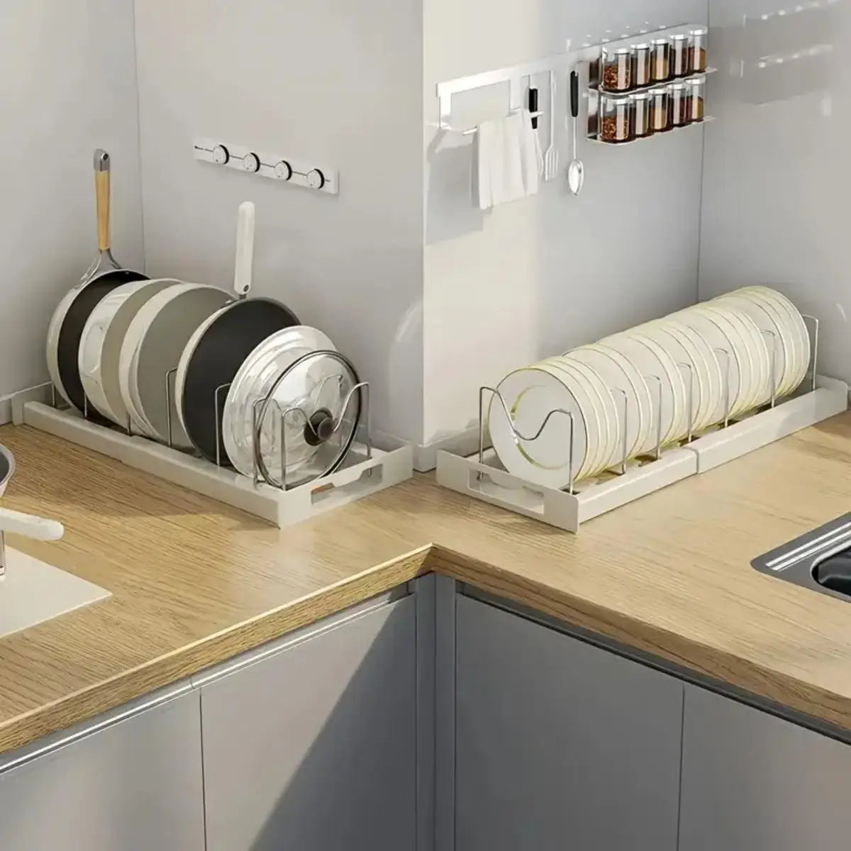 Expandable Pot & Pan Organizer with Adjustable Dividers