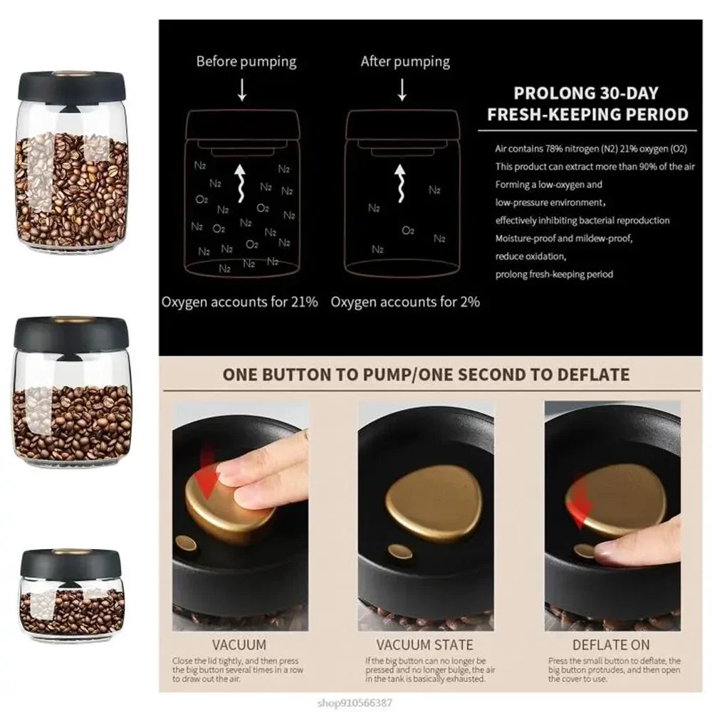 Vacuum Airtight Glass Coffee Container
