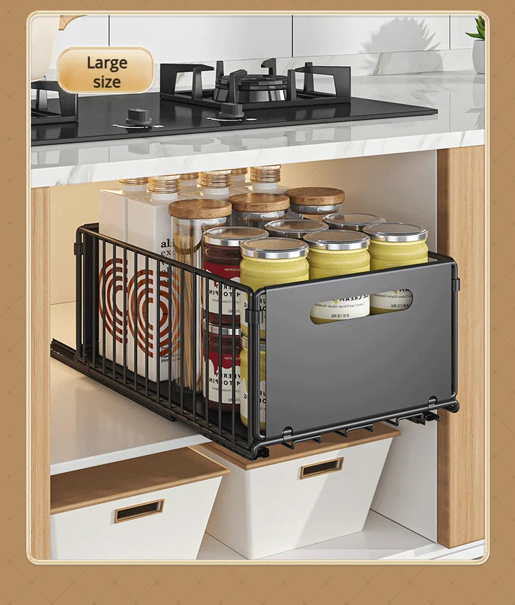 Pull-Out Kitchen Sink Storage Rack