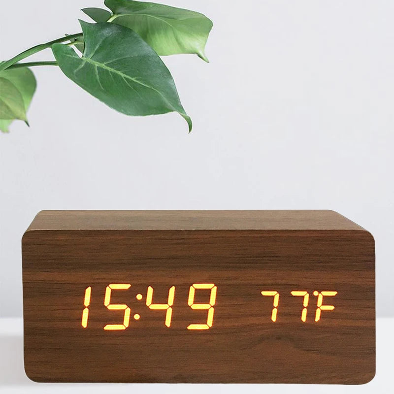 Modern Wooden LED Digital Alarm Clock