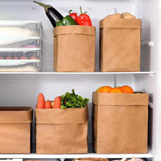Washable Kraft Paper Bags Set