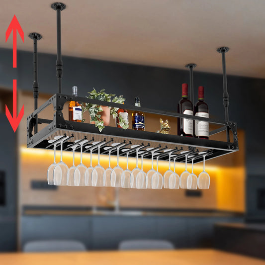 Metal Ceiling Mounted Hanging Wine Goblet Rack