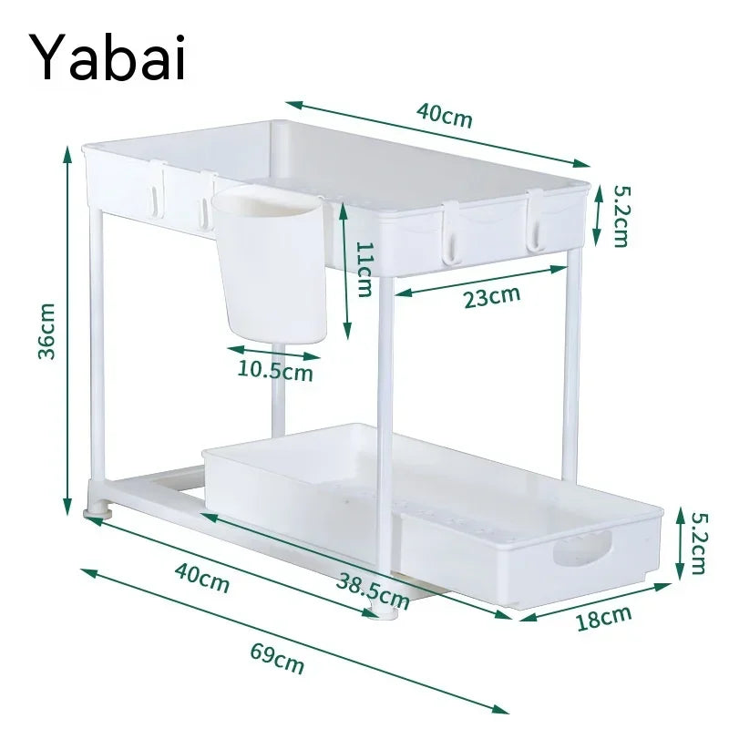 Tier Under Sink Organizer – Sliding Cabinet Storage Rack