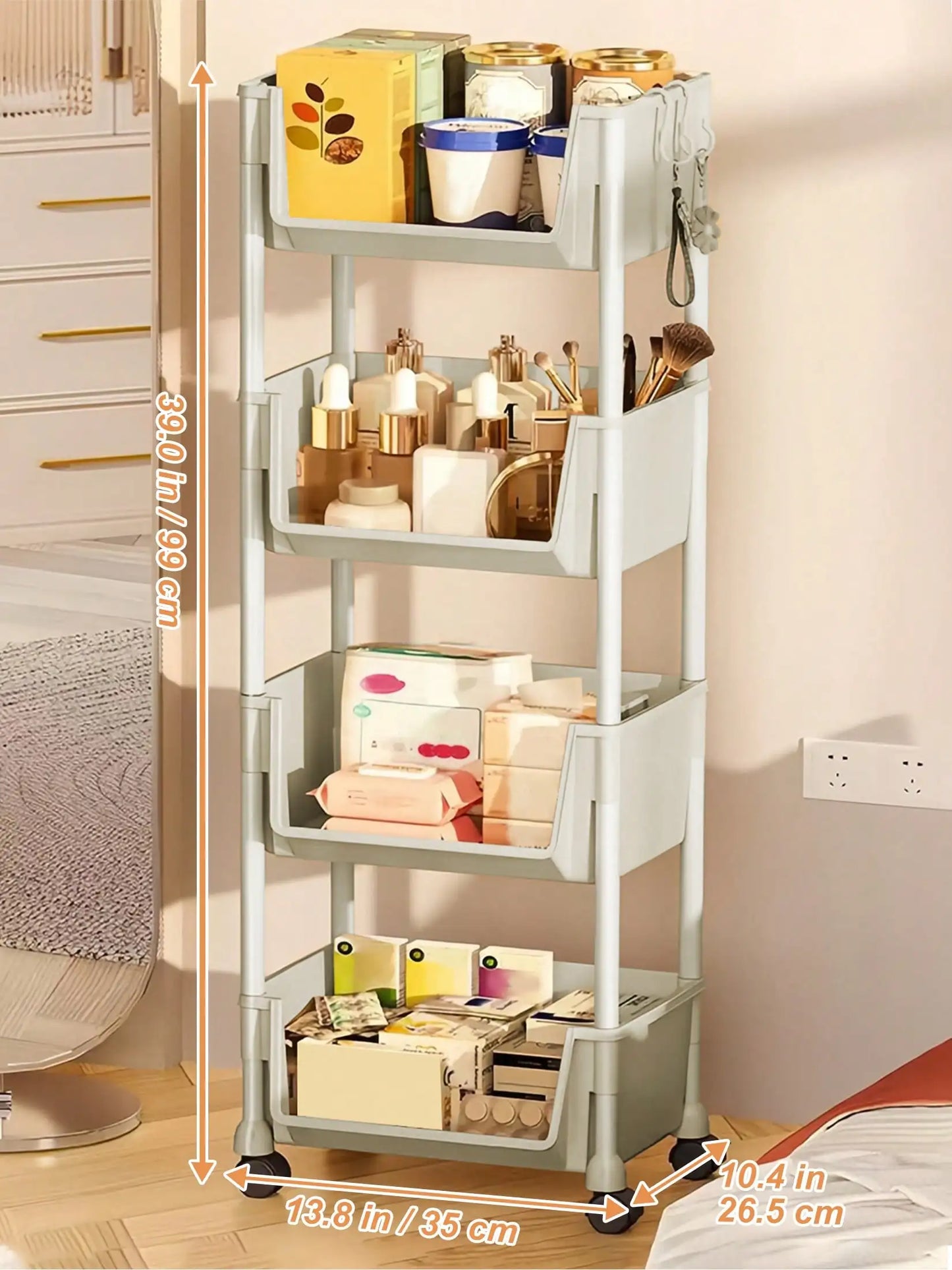 Rolling Utility Cart with Wheels – Multi-Purpose Storage Organizer