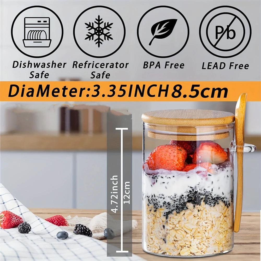 Airtight Glass Jars with Bamboo Lids & Spoons