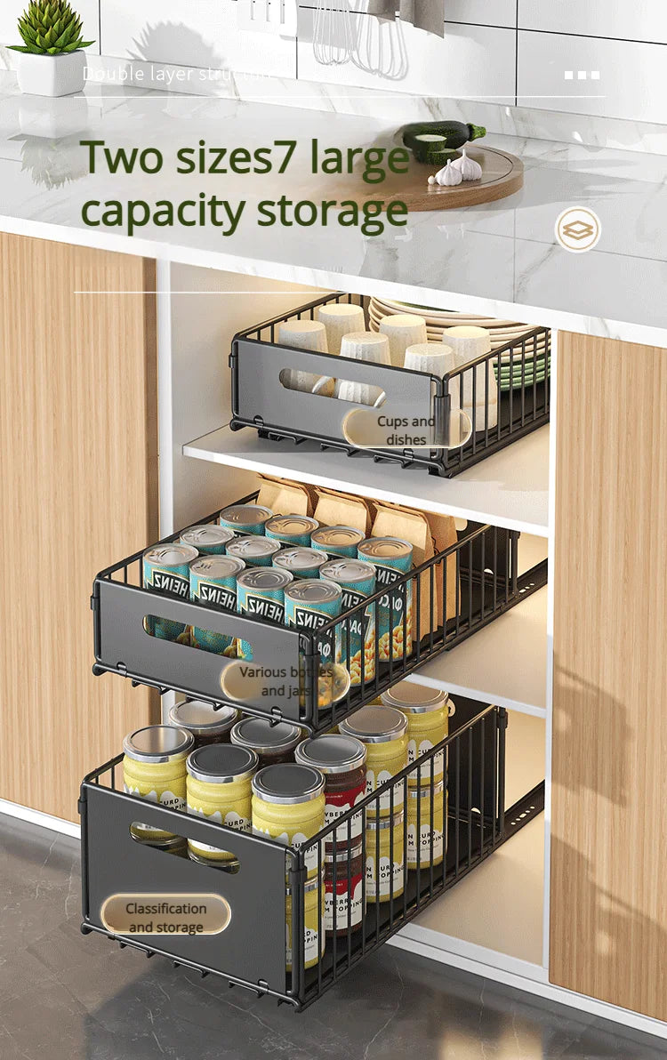 Pull-Out Kitchen Sink Storage Rack