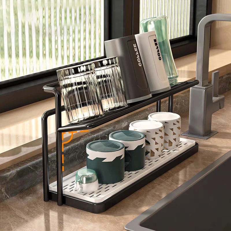 2-Tier Stainless Steel Drying Rack with Drain Tray
