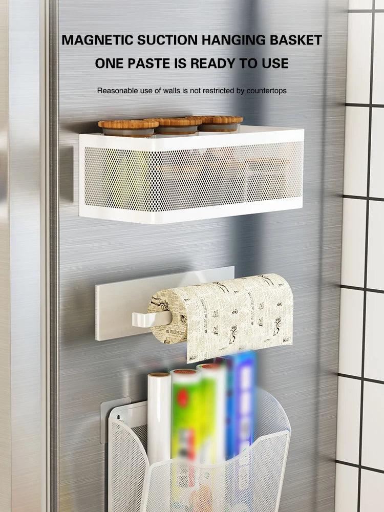 Magnetic Fridge Organizer Shelf – Side Hanging Storage Rack
