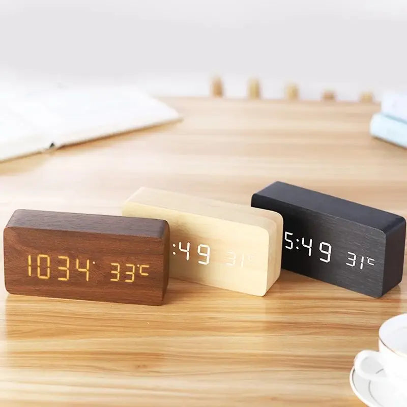 Modern Wooden LED Digital Alarm Clock