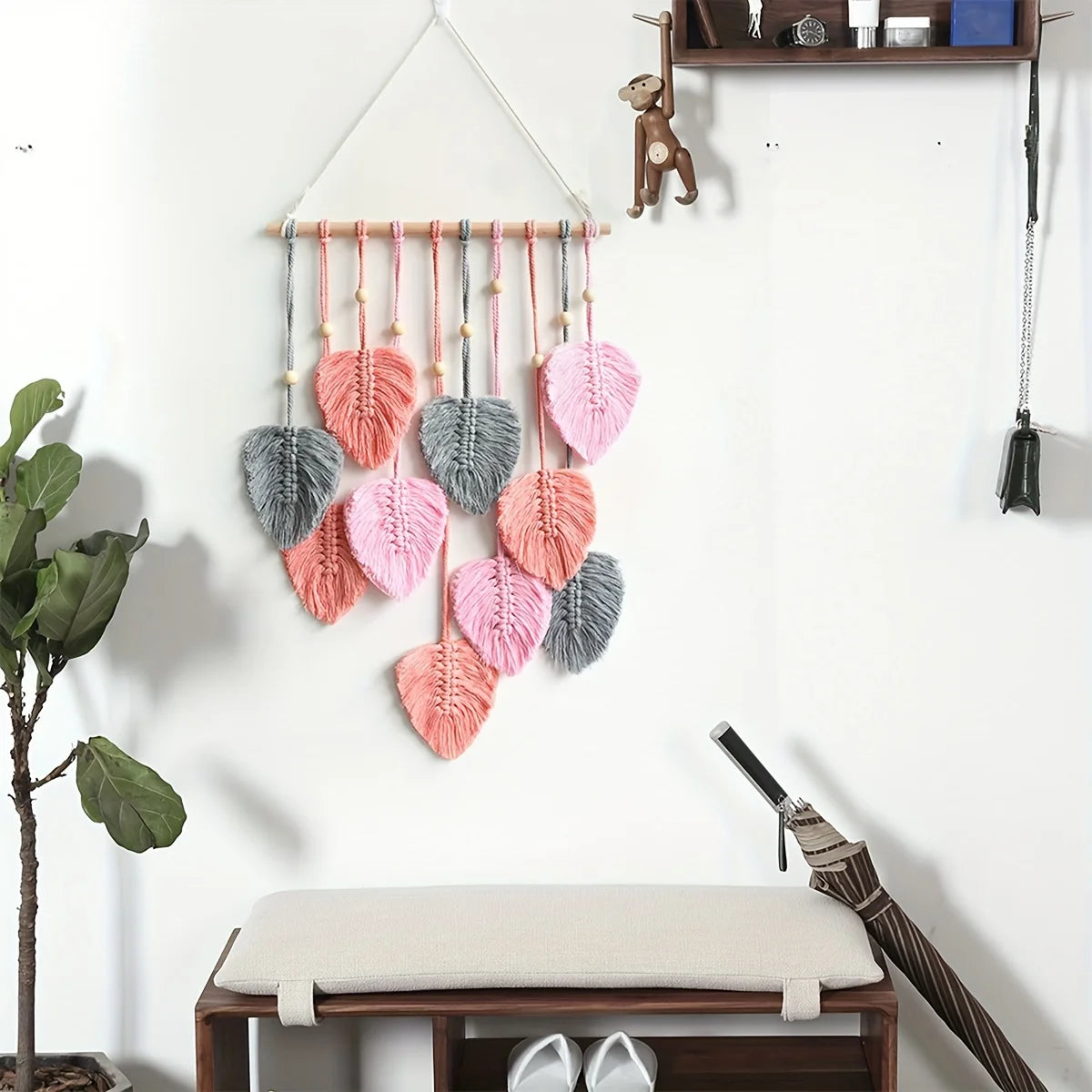 Boho Macrame Leaf Garland Wall Decor