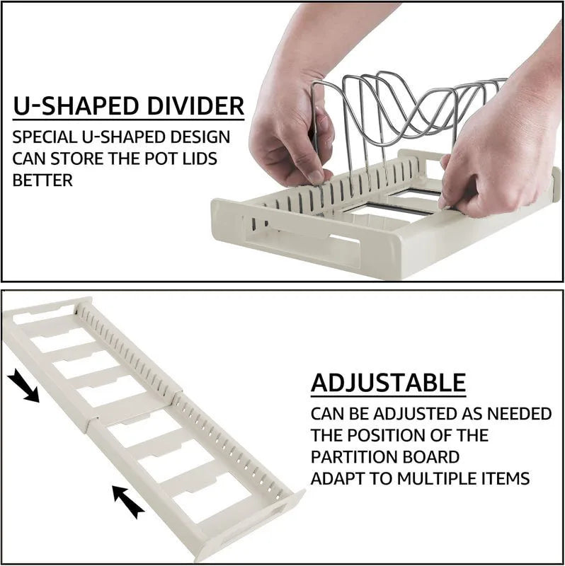 Expandable Pot & Pan Organizer with Adjustable Dividers