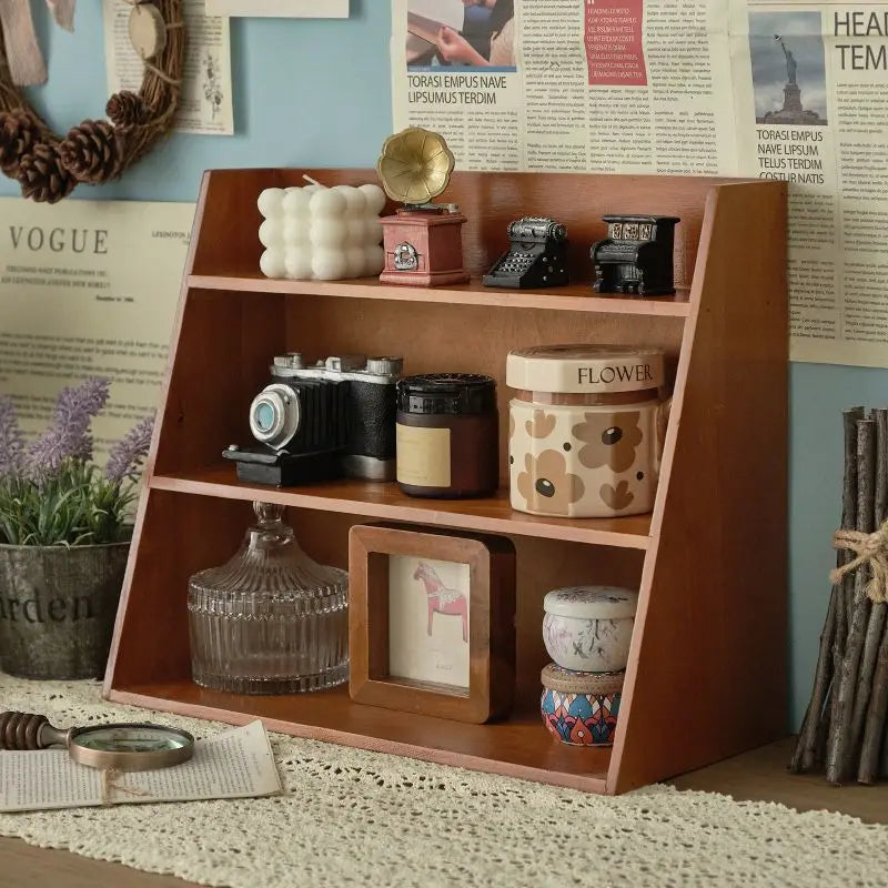 Rustic Solid Wood Cosmetic Organizer