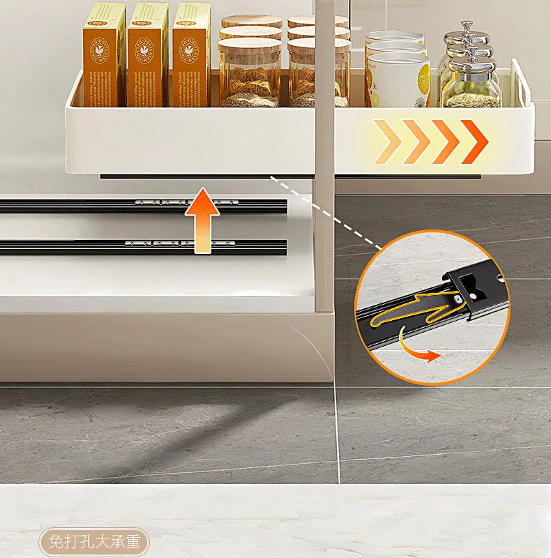 Pull-Out Cabinet Organizer with Sliding Rail