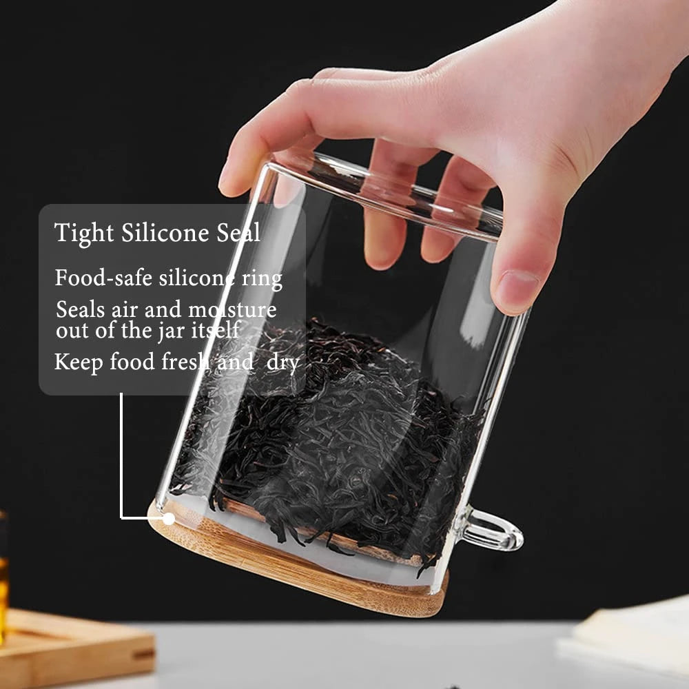 Airtight Glass Jars with Bamboo Lids & Spoons
