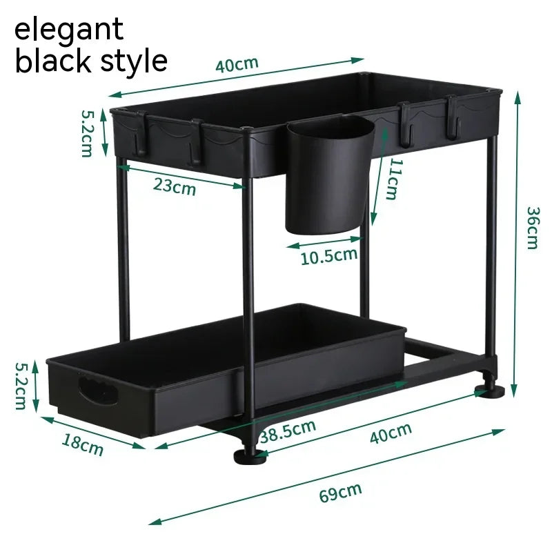 Tier Under Sink Organizer – Sliding Cabinet Storage Rack