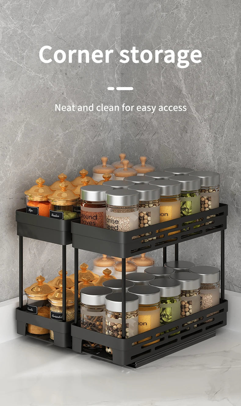 Pull-Out Double Layer Kitchen Organizer