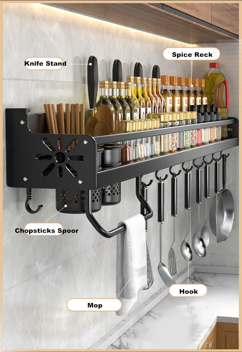Kitchen Knife & Spice Organizer Rack