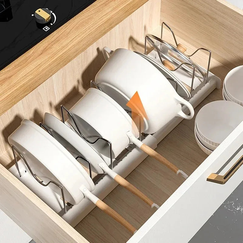Expandable Pot & Pan Organizer with Adjustable Dividers